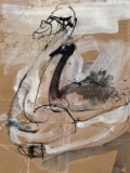 2008, Tusche, Gouache und Pastell auf Karton, 28 x 21,5 cm Heimat – Alles Liebe, schwarzer Schwan