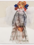 2018, Gesso, Acryl und Enkaustik auf Papier, 41 x 36 cm Puppenspiel Sciaredo – Georgette