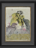 2023, Mischtechnik auf Papier, 23 x 17 cm, im historischen Rahmen Himmelsrand